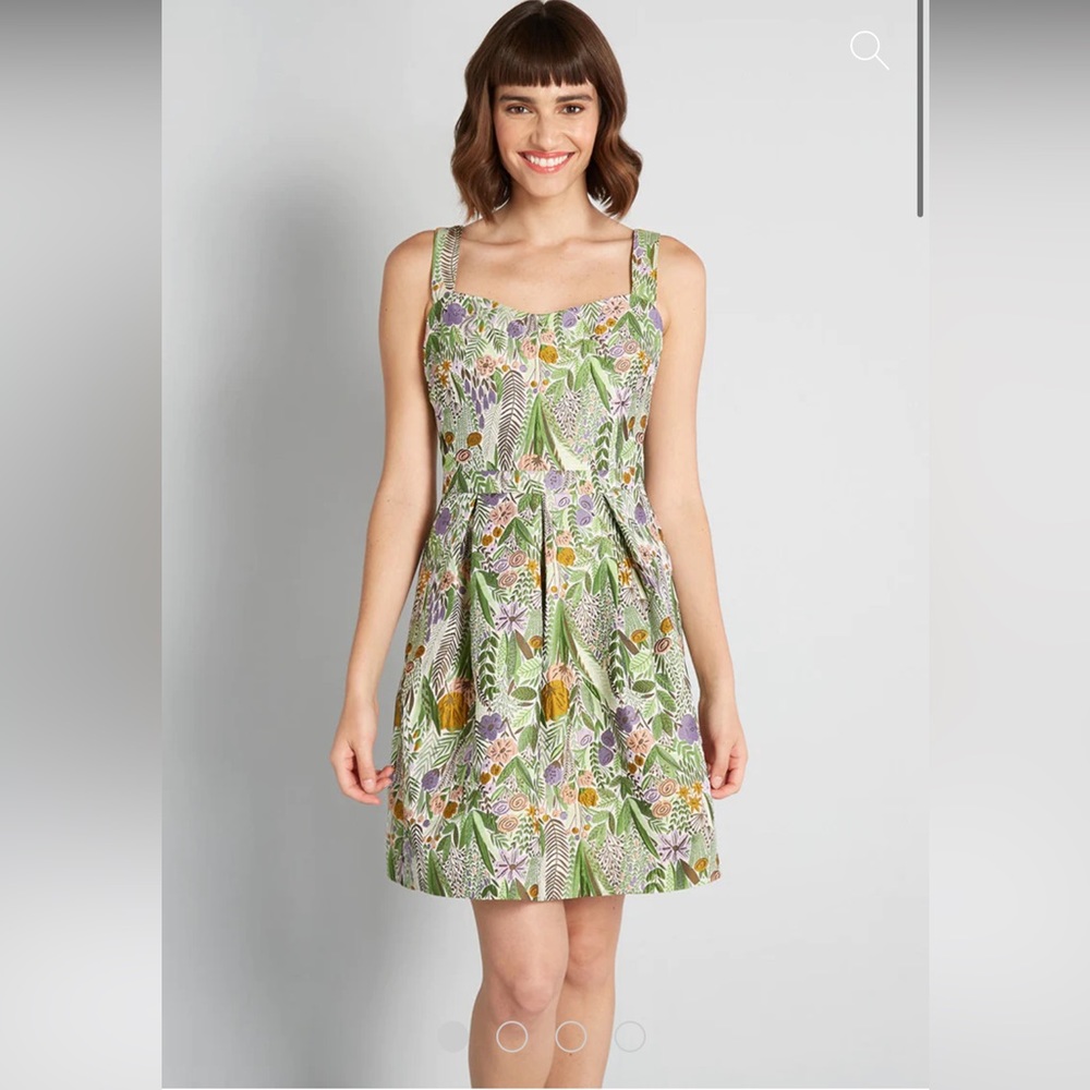 Mod Cloth A Spring Garden Fling Fit and Flare Jacquard Dress